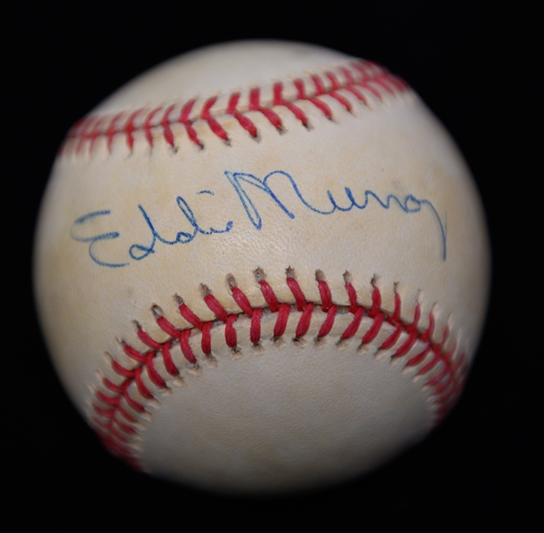 (4) Signed Official AL Baseballs - Ripken Jr., E. Murray, Brady Anderson, Sandy Alomar/Orel Hershiser From Marshall Samuel Collection (JSA Auction Letter)
