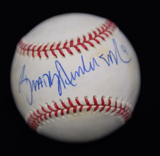 (4) Signed Official AL Baseballs - Ripken Jr., E. Murray, Brady Anderson, Sandy Alomar/Orel Hershiser From Marshall Samuel Collection (JSA Auction Letter)
