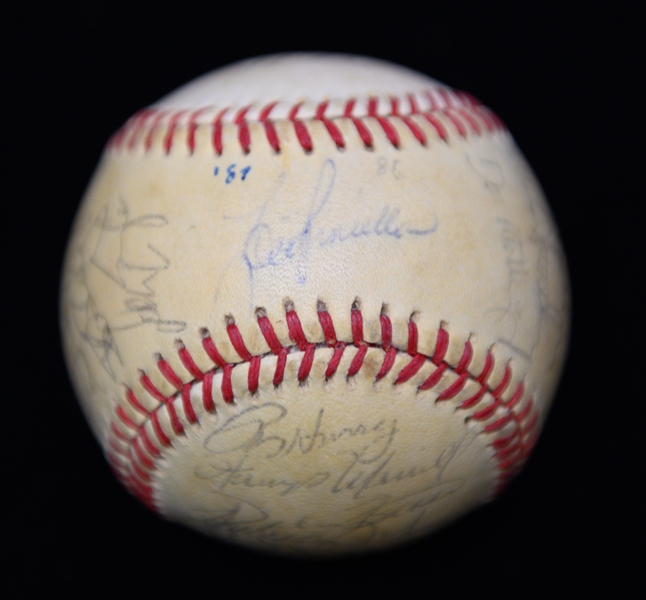 c. 1985 Yankees Team Signed Baseball (25 Signatures) w. Don Mattingly, Lou Pinella, Phil Niekro, Ken Griffey Sr., + (JSA Auction Letter) - Marshall Samuel Collection