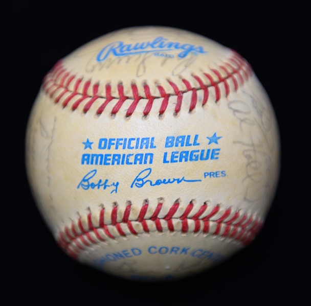 c. 1985 Yankees Team Signed Baseball (25 Signatures) w. Don Mattingly, Lou Pinella, Phil Niekro, Ken Griffey Sr., + (JSA Auction Letter) - Marshall Samuel Collection