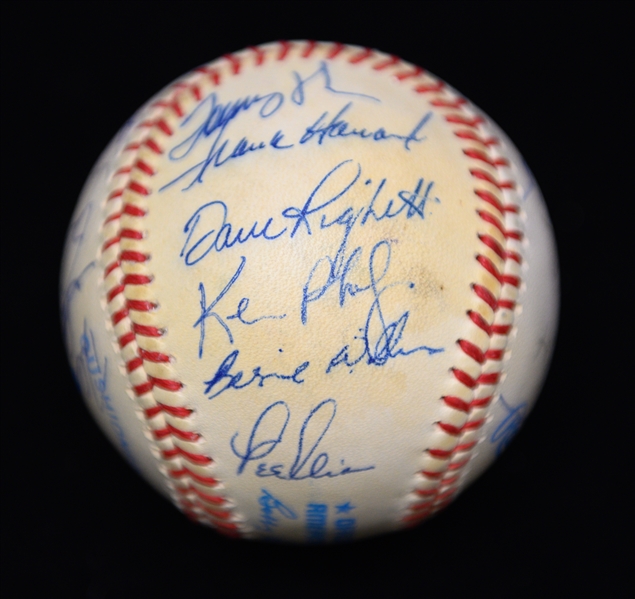 c. 1989 Yankees Team Signed Baseball (24 Signatures - Henderson is Clubhouse) w. Sax, Righetti, T. John, Leiter, Frank Howard, Bernie Williams, + (JSA Auction Letter) - Marshall Samuel Collection
