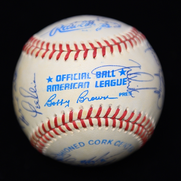 c. 1989 Yankees Team Signed Baseball (24 Signatures - Henderson is Clubhouse) w. Sax, Righetti, T. John, Leiter, Frank Howard, Bernie Williams, + (JSA Auction Letter) - Marshall Samuel Collection