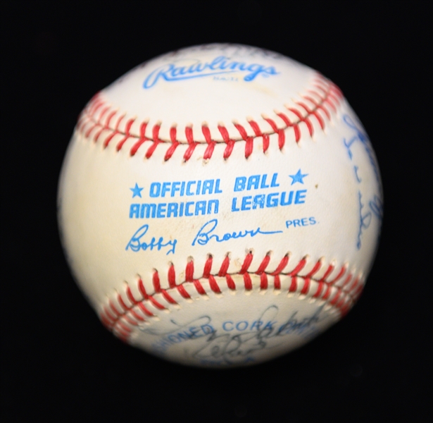c. 1980s Yankees Team Signed Baseball (15 Signatures - Winfield, Mattingly, Pinella Are Clubhouse) w. Rickey Henderson, Randolph, Tommy John, + (JSA Auction Letter) - Marshall Samuel Collection
