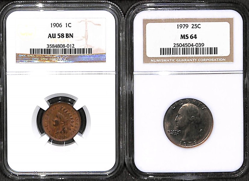 NGC Graded Coin lot of 2 w/ 1906 Indian Head and 1979 Quarter