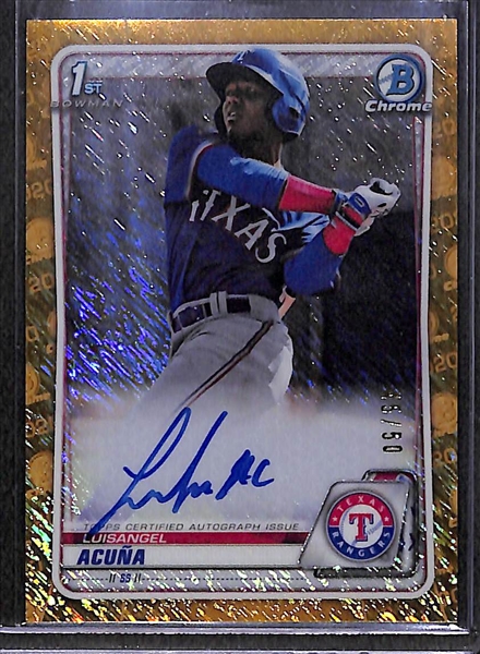 2020 Bowman Chrome Luisangel Acuna Gold Shimmer Autographed RC # 45/50