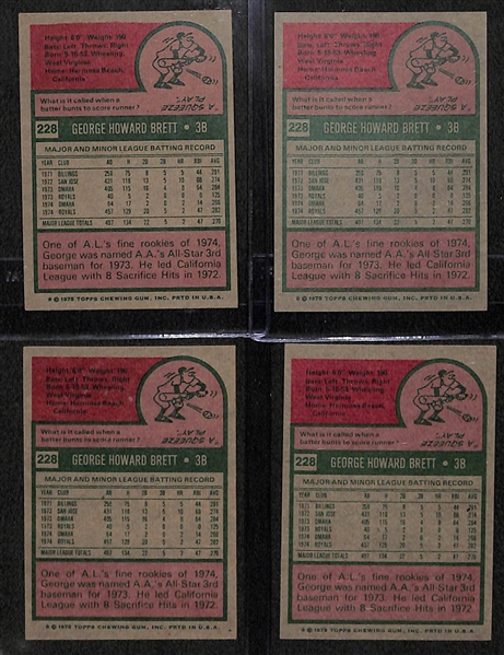 Lot of (4) 1975 Topps George Brett Rookie Cards
