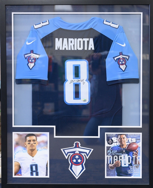 Lot of (4) Autographed and Framed Titans/Oilers Jerseys Inc. Steve McNair and Earl Campbell (JSA Auction Letter) 
