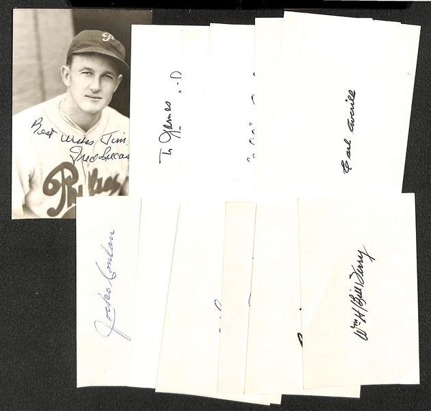 (15) Baseball Autographed Index Cards & Photos - Mostly HOF'ers inc. Stan Musual, Luke Appling (JSA Auction Letter)