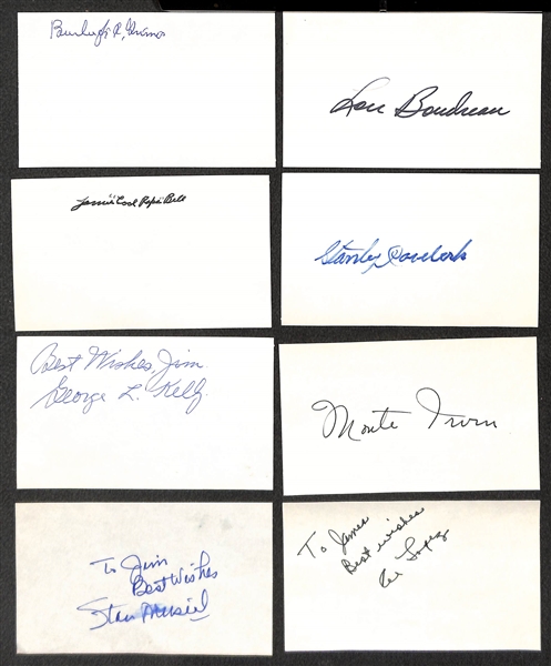 Lot of (18) Baseball Autographed Items (Mostly Index Cards) Inc. Musial, Spahn, Sewell (JSA Auction Letter)
