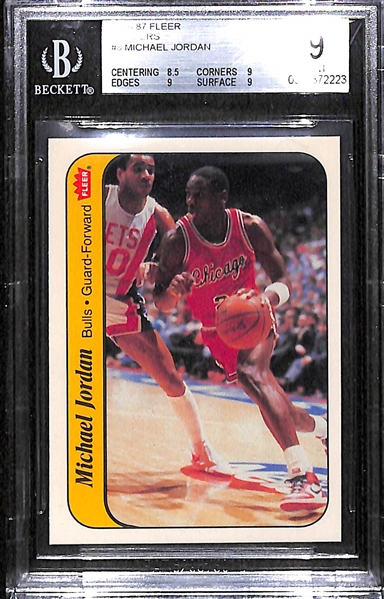 1986-87 Fleer Michael Jordan #8 Rookie Sticker Graded Beckett BGS 9 Mint