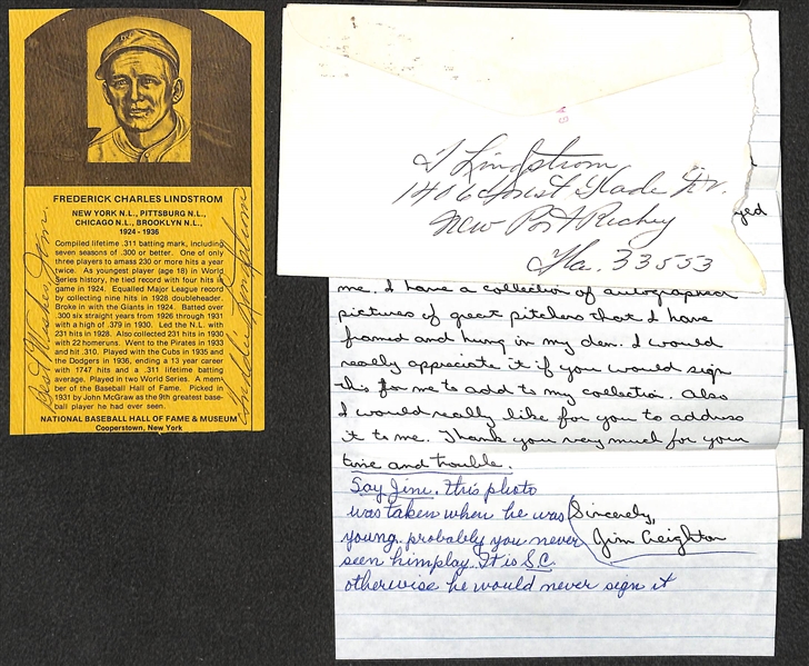 HOF Sports Memorabilia and Autograph Lot inc. (2) Carl Hubbell (JSA Auction Letter)