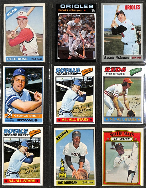 Binder of (220+) Mostly 1970s Baseball Stars Inc. Ryan, Brett, Rose, Mays, Aaron