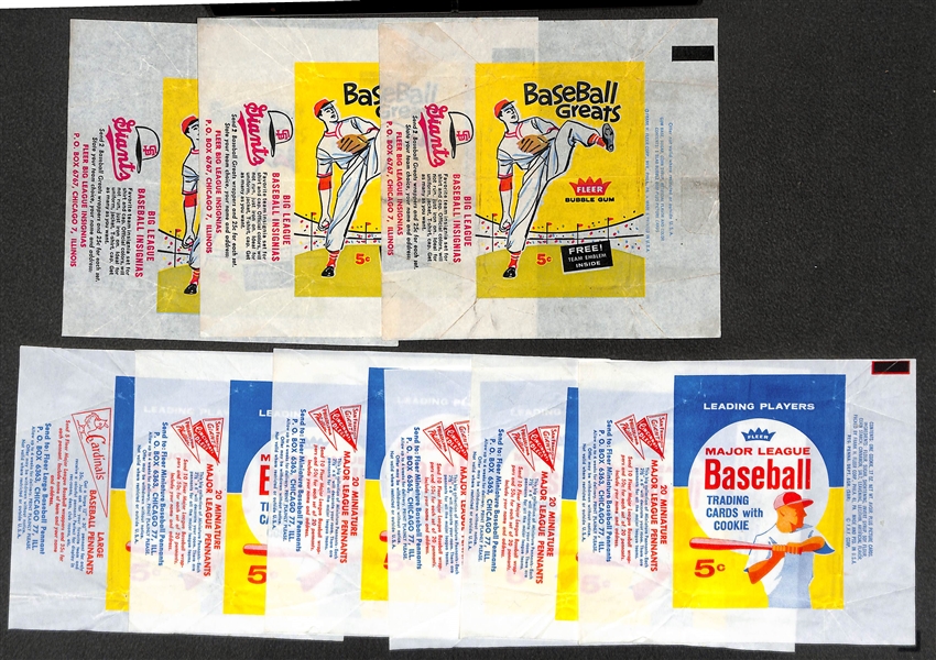 Lot of (3) 1960 & (6) 1963 Fleer Baseball Wax Pack Wrappers