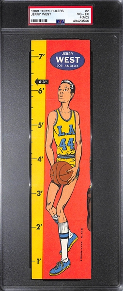 1969 Topps Basketball Rulers Jerry West #2 Graded PSA 4 MC (VG-EX)