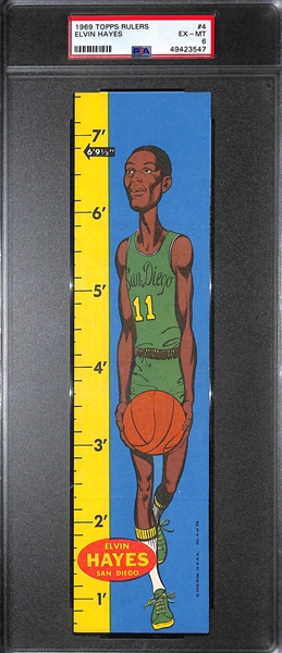 Rare 1969 Topps Basketball Rulers Elvin Hayes #4 Rookie Graded PSA 6 (EX-MT)