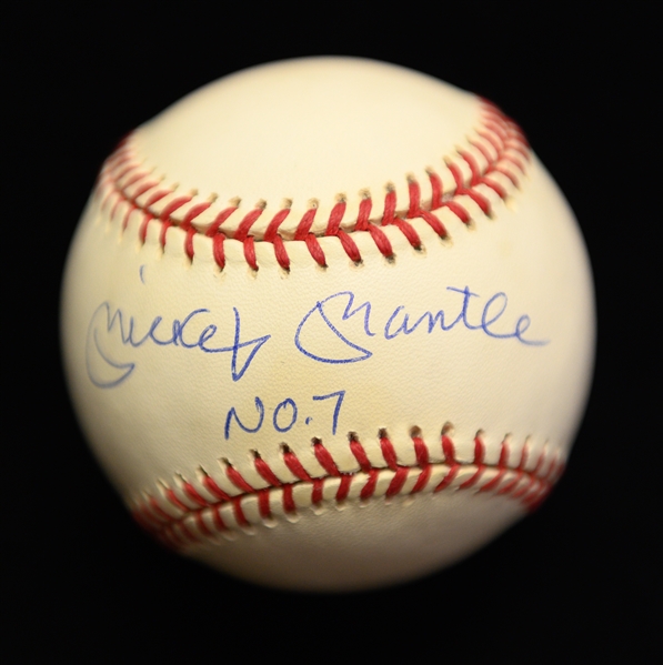 RARE Inscribed Mickey Mantle Signed No. 7 OAL Baseball PSA/DNA Grade 9 (Autograph Grade 9, Baseball Grade 9) w. UDA Cert & Box