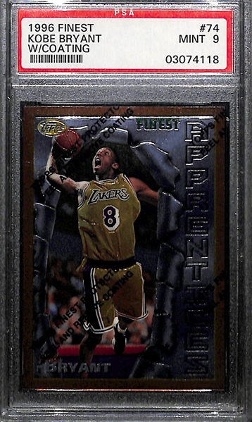 1996 Finest Kobe Bryant Rookie Card w. Coating Graded PSA 9!  Hall of Famer