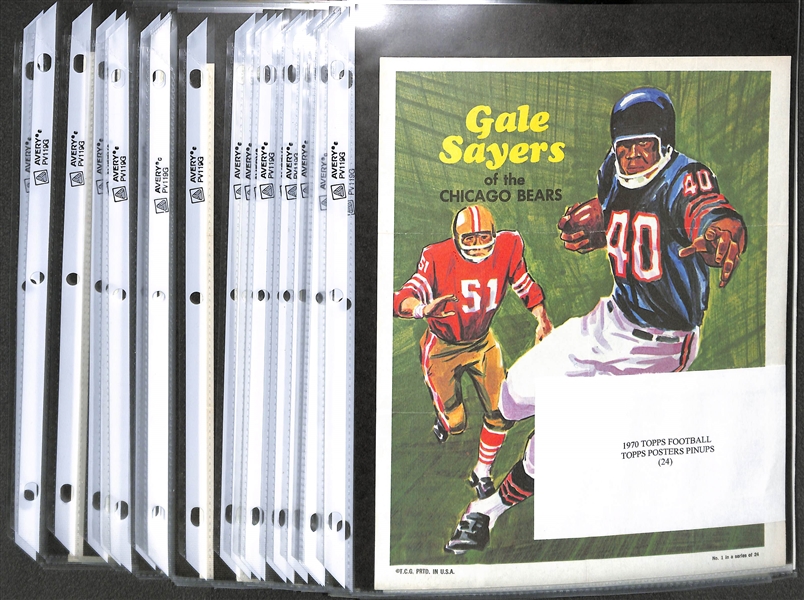 1970 Topps Football Pinups Complete Set of (24) w. Sayers, Butkus, Hill, Mack, +