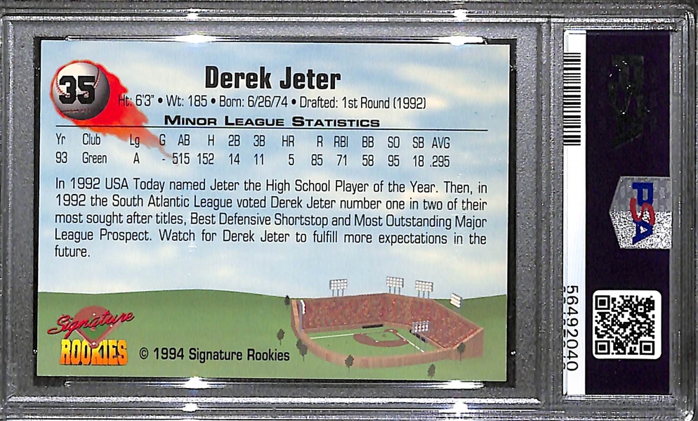 1994 Signature Rookies Derek Jeter Autograph Card (#2307/8650) Graded PSA 8 (Auto Grade 10)