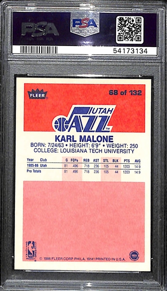 1986 Fleer Karl Malone Rookie #66 Graded PSA 9 Mint