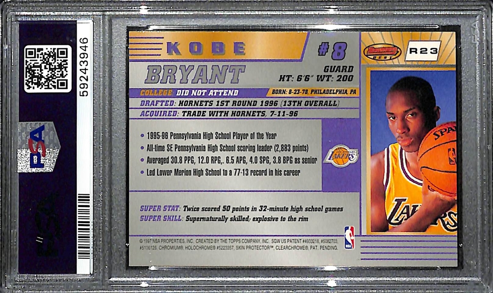 1996 Bowman's Best Kobe Bryant #R23 Rookie Card Graded PSA 8