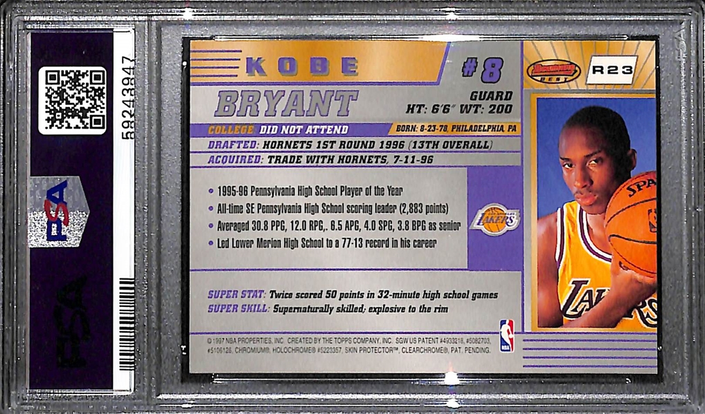 1996 Bowman's Best Kobe Bryant #R23 Rookie Card Graded PSA 9 Mint