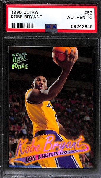 1996-97 Kobe Bryant Rookie Lot (2) - Finest #74 (w. Coating) Graded PSA 7 and Ultra #52 Graded PSA Authentic