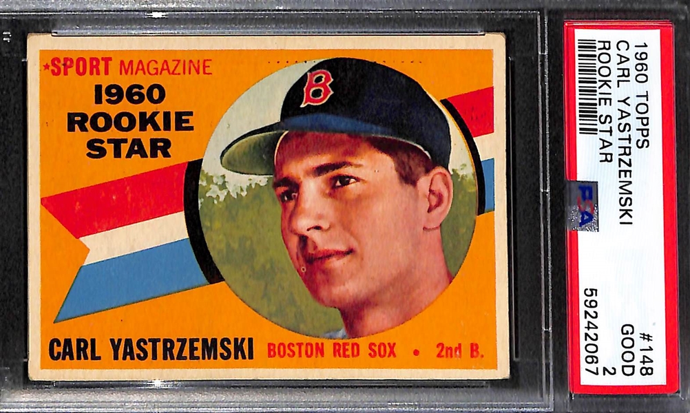 (2) 1960 Topps Carl Yastrzemski Graded Rookie Cards #148 (PSA 5 and PSA 2)