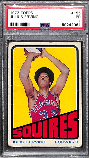 1972 Topps Julius Erving #195 Rookie Card Graded PSA 1 (Card Presents Much Better Than the Grade)