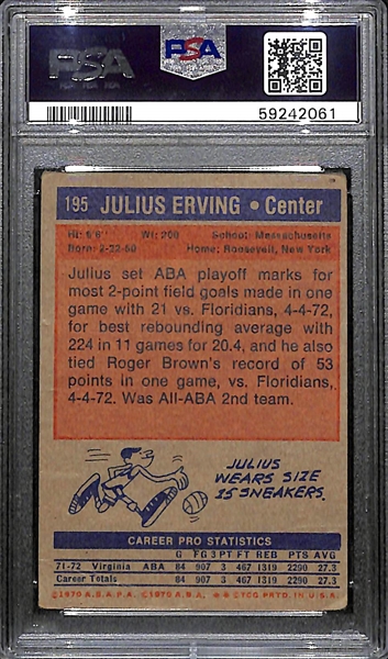 1972 Topps Julius Erving #195 Rookie Card Graded PSA 1 (Card Presents Much Better Than the Grade)