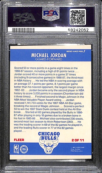 1987 Fleer Michael Jordan Sticker #2 Graded PSA 8