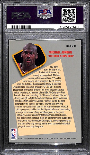 1992 Fleer Michael Jordan Total D Insert #5 Graded PSA 8