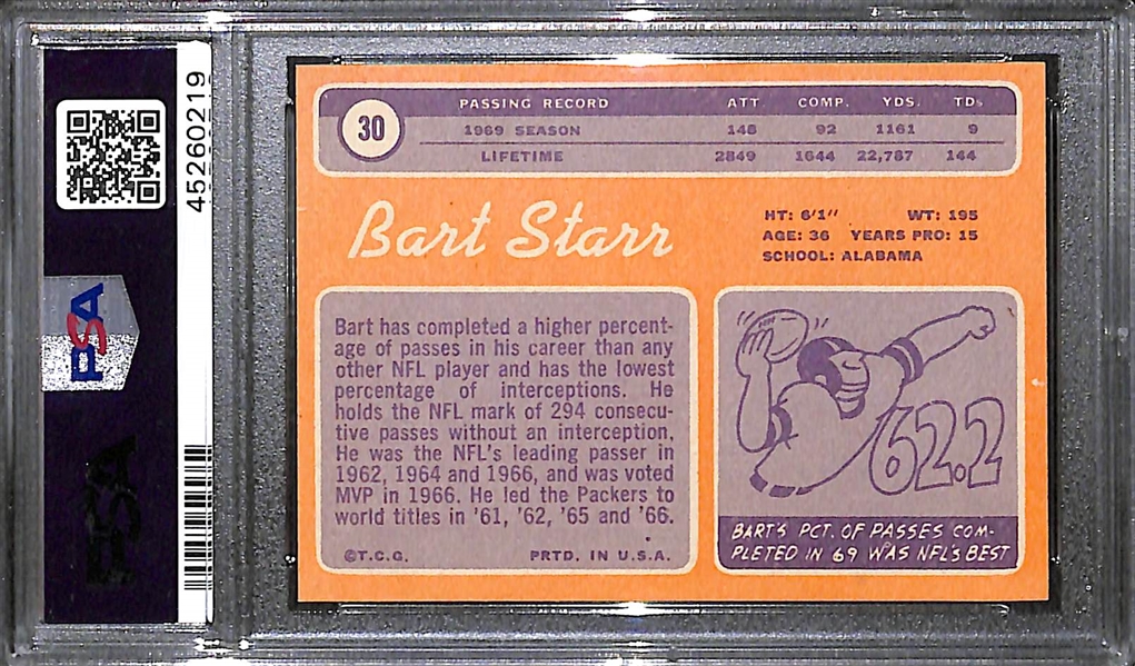 1970 Topps Bart Starr Graded PSA 9 Mint