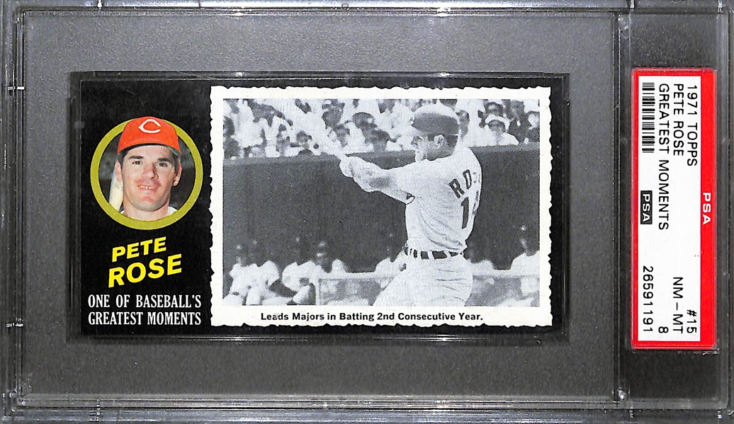 Rare 1971 Topps Greatest Moments Pete Rose #15 Graded PSA 8 NM-MT (Only 3 Graded Higher)