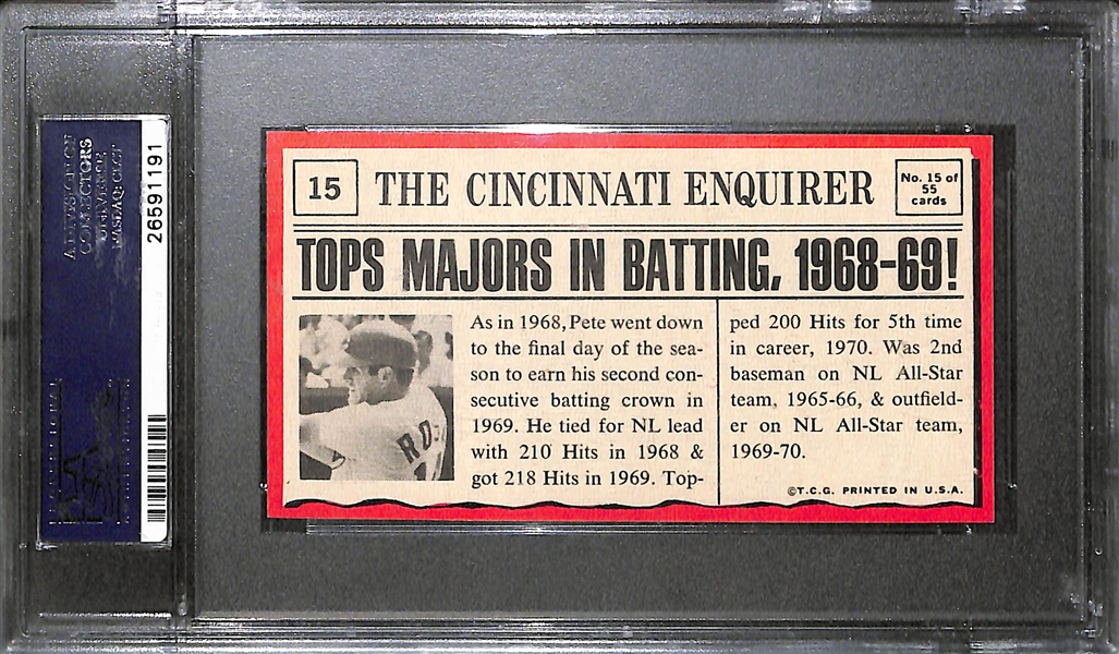 Rare 1971 Topps Greatest Moments Pete Rose #15 Graded PSA 8 NM-MT (Only 3 Graded Higher)