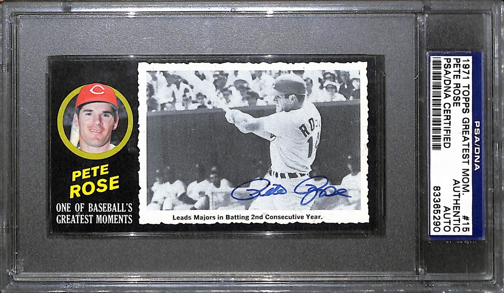 Signed 1971 Topps Greatest Moments Pete Rose #15 Card PSA/DNA Authentic (Pop 1 w. PSA/DNA)