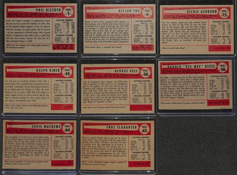 1954 Bowman Baseball Near Complete Set - 209 of 224 Cards