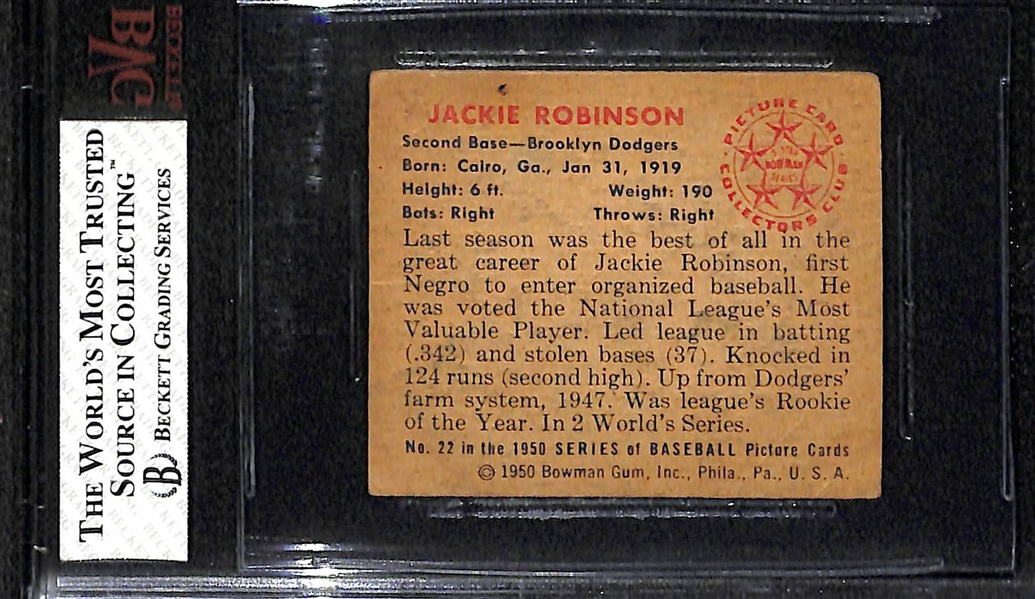 1950 Bowman Jackie Robinson #22 Graded Beckett BVG 2.5