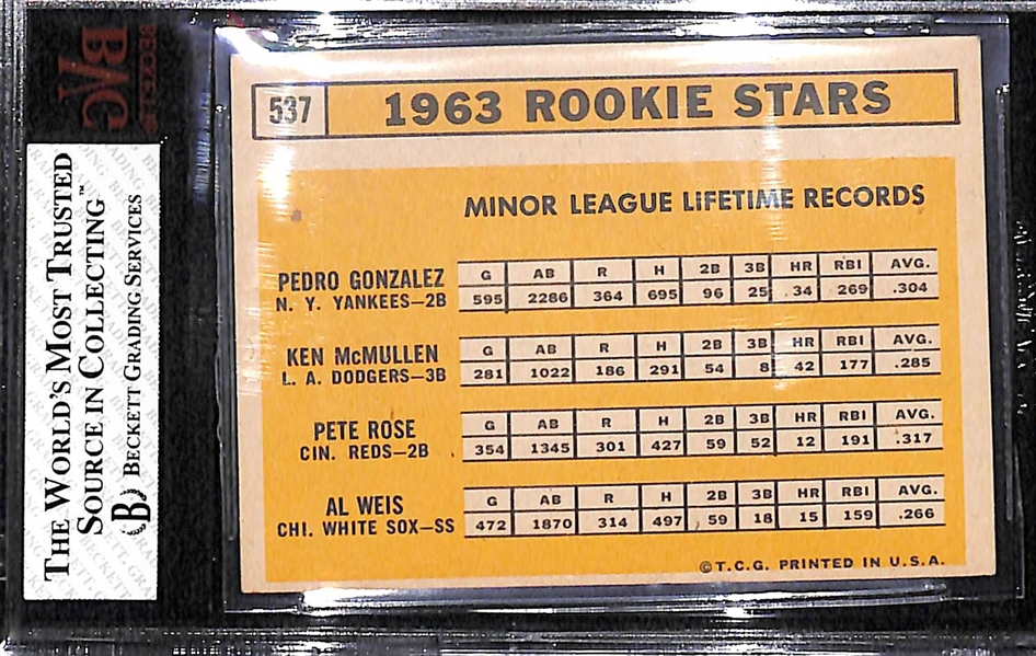 1963 Topps Pete Rose Rookie Card Graded Beckett BVG 5.5