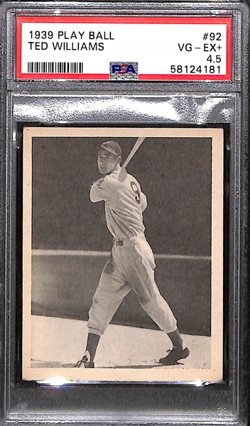1939 Play Ball Ted Williams #92 Rookie Card Graded PSA 4.5