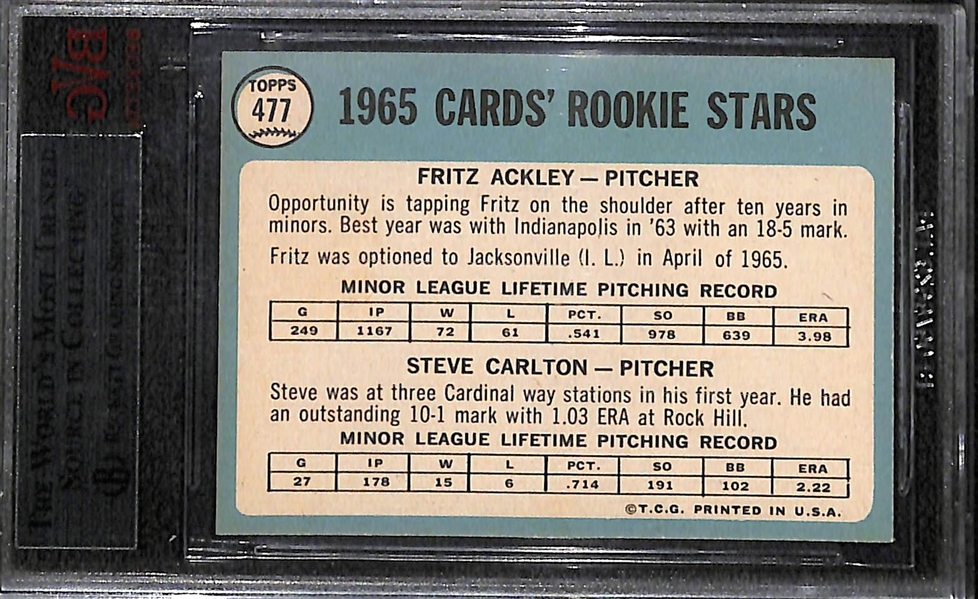 1965 Topps Steve Carlton #477 Rookie Card Graded Beckett BVG 8.5 NM-MT+