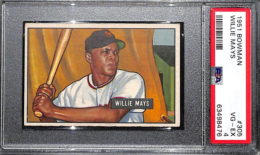 1951 Bowman Willie Mays Rookie Card  #305 Graded PSA 4