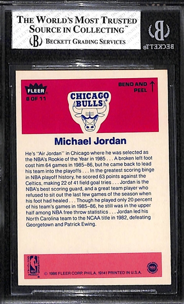 1986-87 Fleer Michael Jordan Rookie Sticker #8 Graded BGS 7