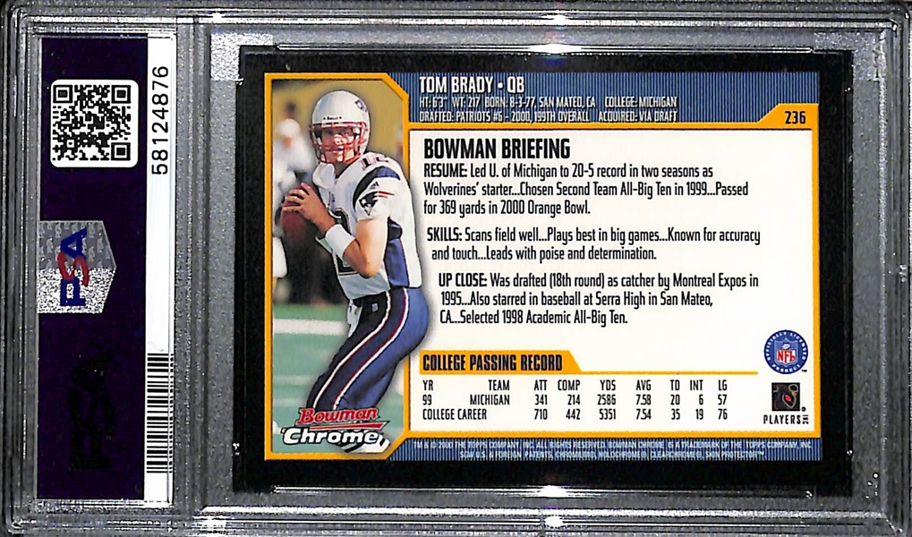 2000 Bowman Chrome Tom Brady #236 Rookie Card Graded PSA 8