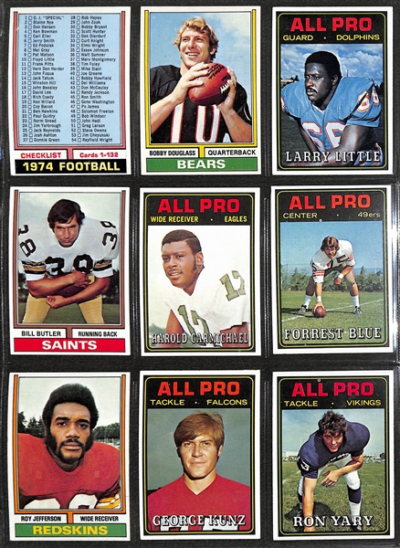 1974 Topps Football Complete Set (All 528 Cards ) - Mostly Pack Fresh w. 5 Graded PSA 8 - John Hannah Rookie, Franco Harris, OJ Simpson, Larry Csonka, and Fran Tarkenton!