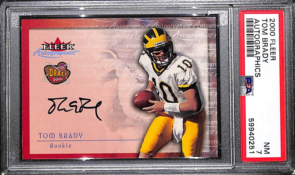 2000 Fleer Tom Brady Autographics Rookie Autograph Card Graded PSA 7 NM