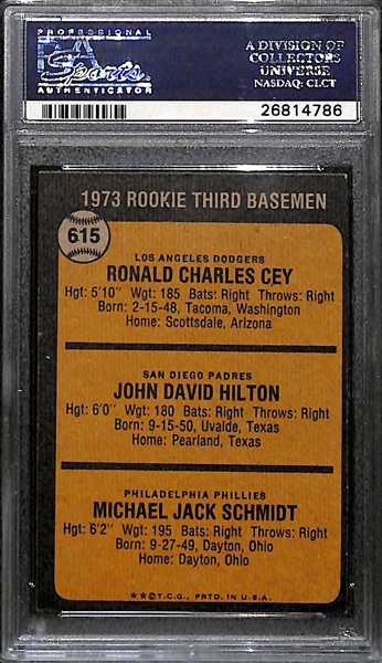 1973 Topps Mike Schmidt #615 Rookie Card Graded PSA 6 EX-MT