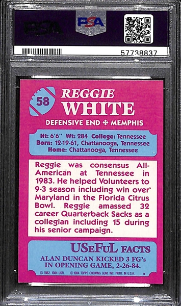 1984 Topps USFL Reggie White #58 Rookie Card Graded PSA 8 NM-MT