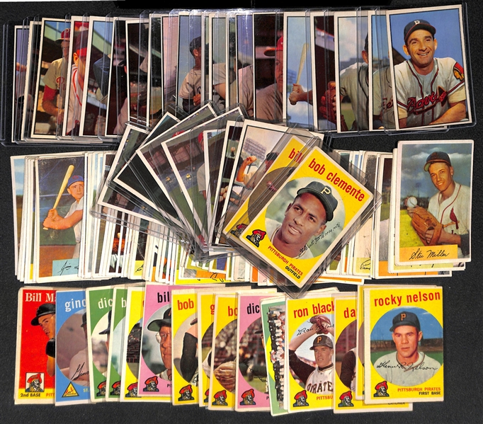 Vintage Baseball Card Lot of (22) 1953 Bowman, (81) 1954 Bowman, & (18) 1959 Topps Cards w. 1959 Topps Clemente