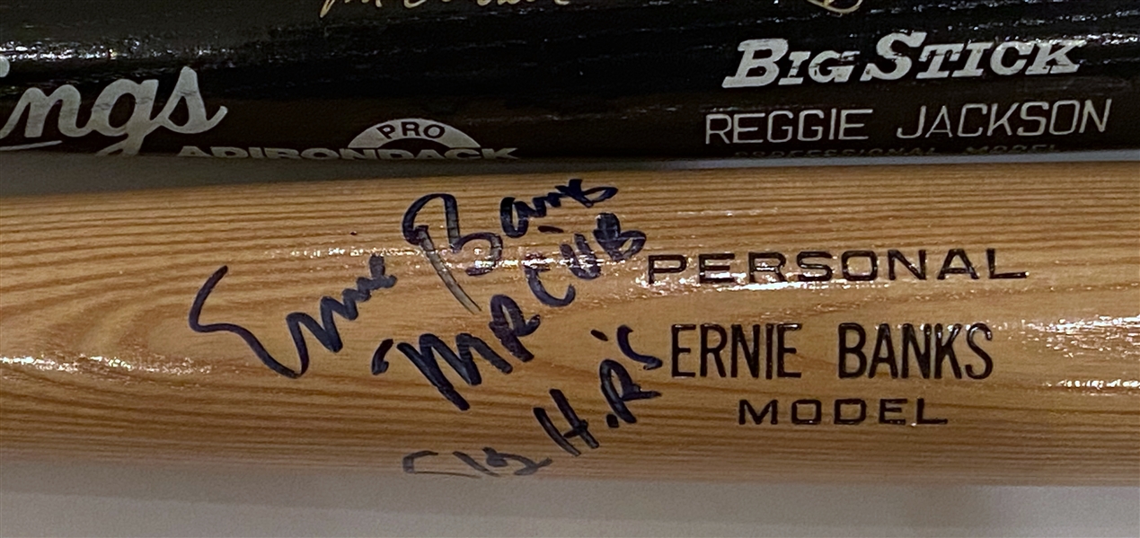 Lot of (3) Signed Baseball Bats - Ernie Banks, Reggie Jackson, Andre Dawson - JSA Auction Letter